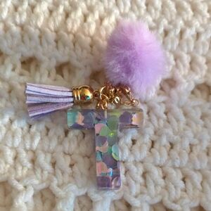 Purple Pom Pom Keychain with Tassel